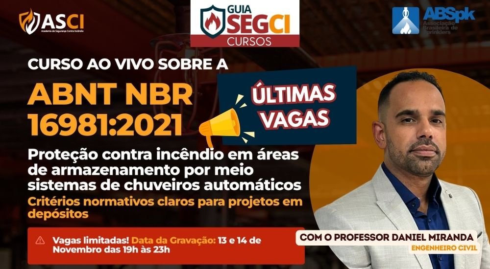 Curso sobre a ABNT NBR 16981 (Sprinklers para Armazenagem)